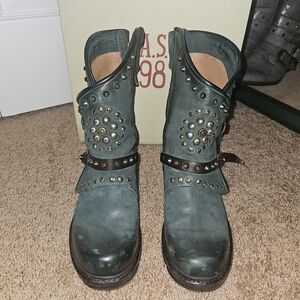 A.S.98 Women's Green Studded Boots